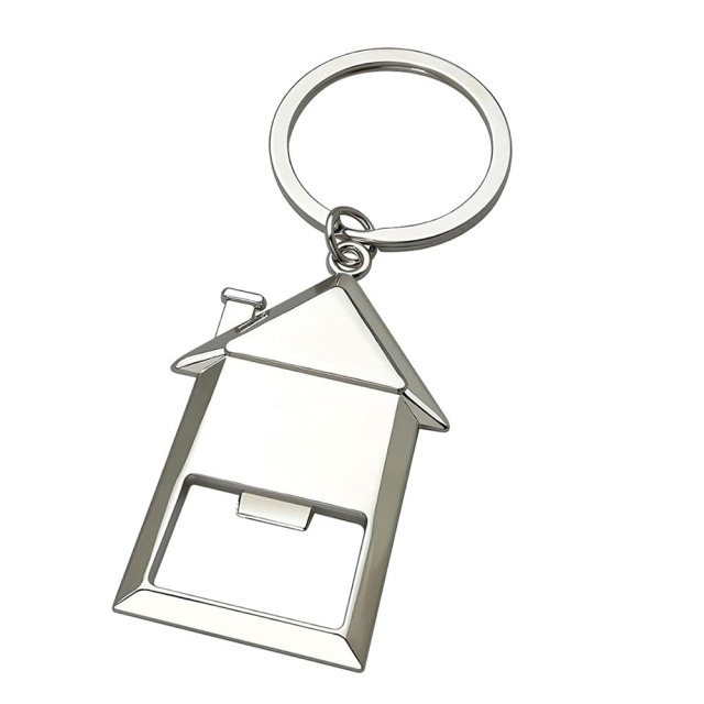 Metal House Keychain w/ Bottle Opener