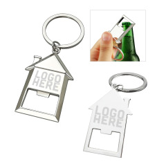 Metal House Keychain w/ Bottle Opener