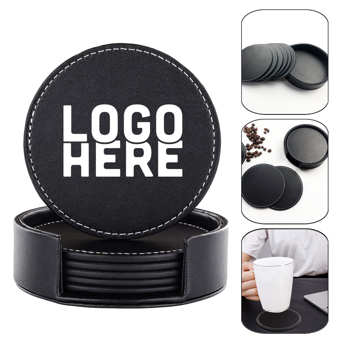 Leather Coasters With Holder