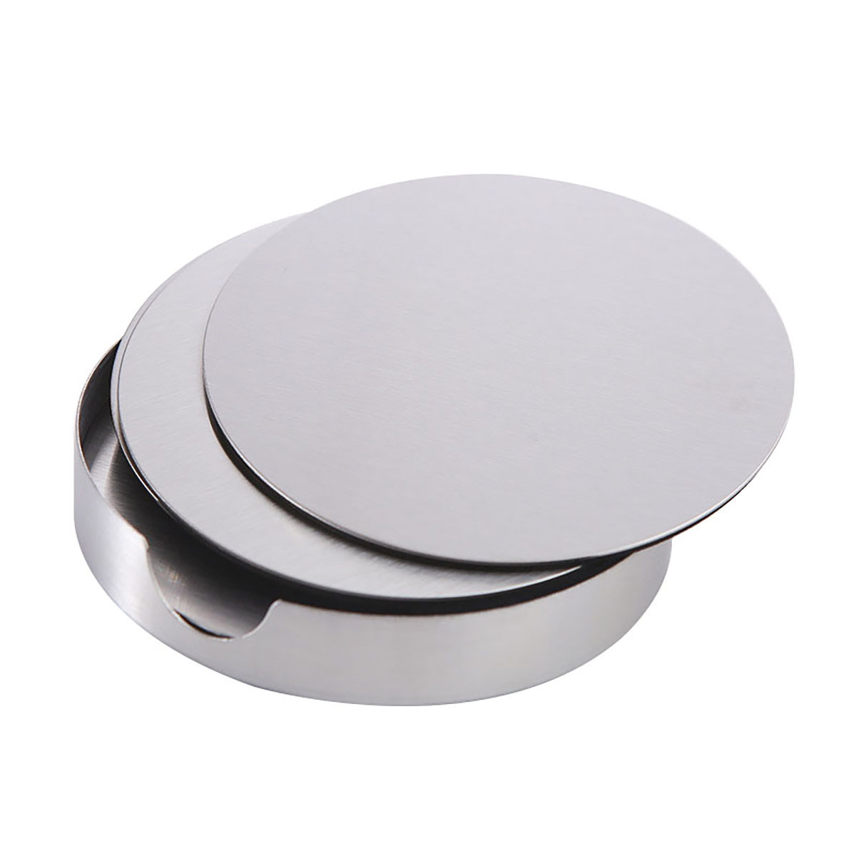 6 Piece Stainless Steel Coaster Set w/ Holder