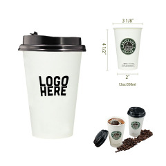 12oz Disposable Paper Coffee Cups With Lids