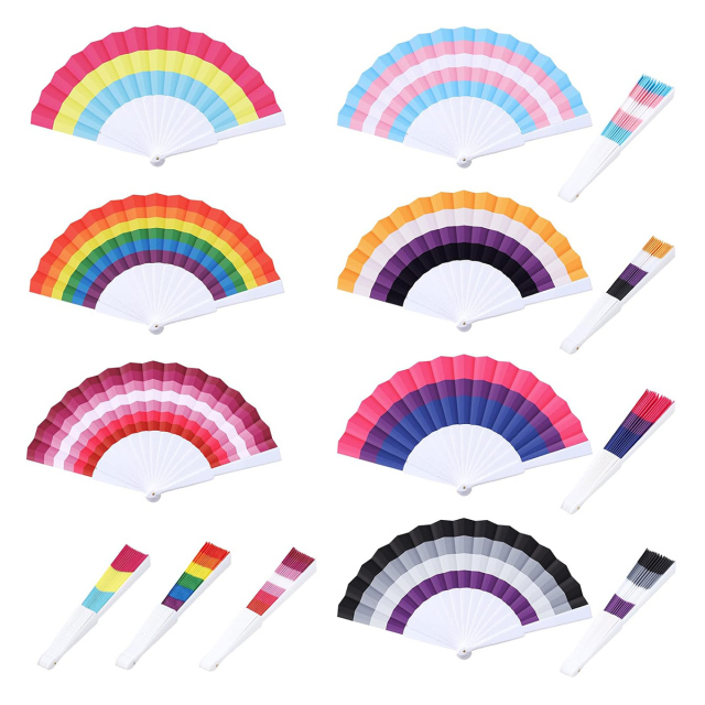 Folding Rainbow Handheld Rave Fans