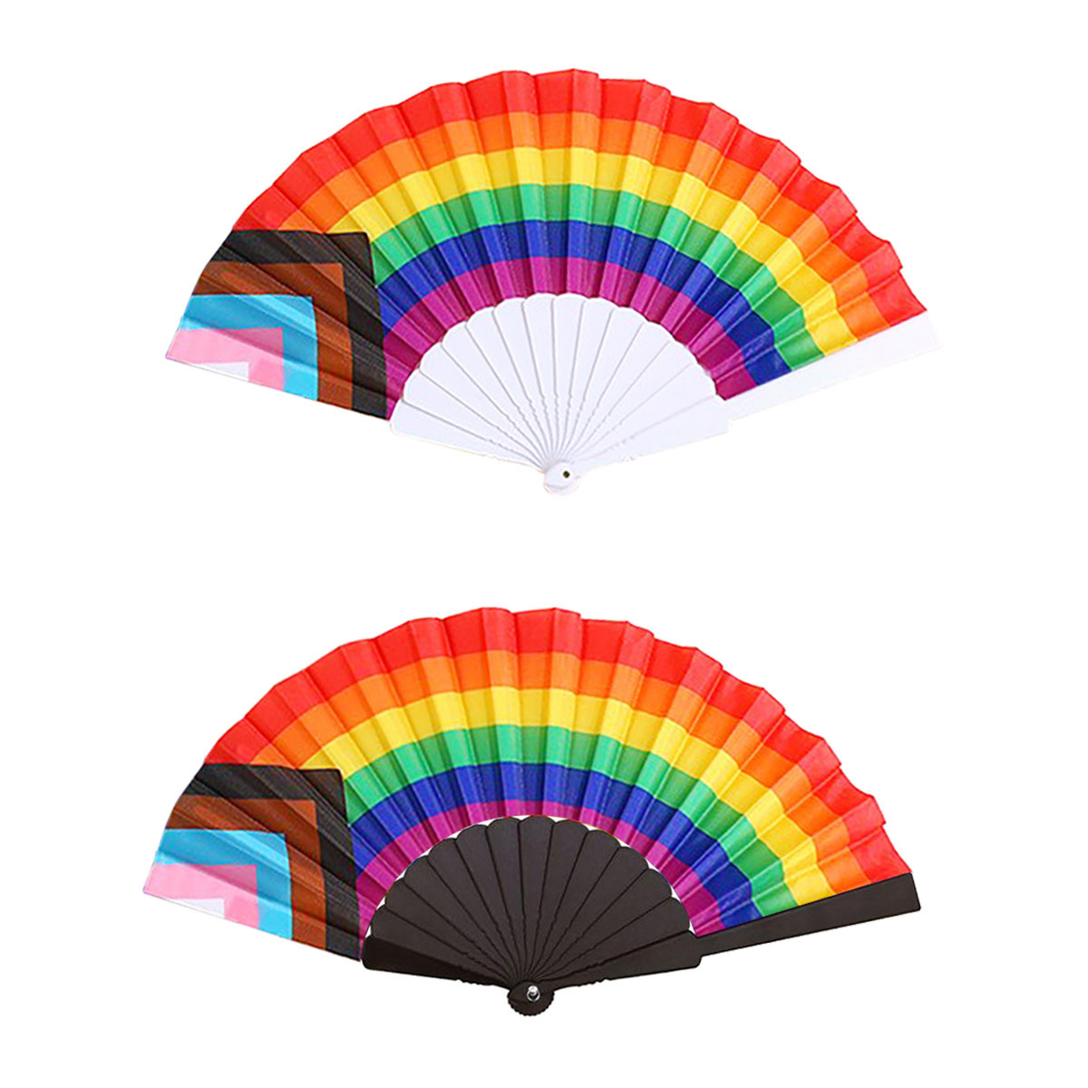 9" Progress Pride Fans w/ Plastic Handle