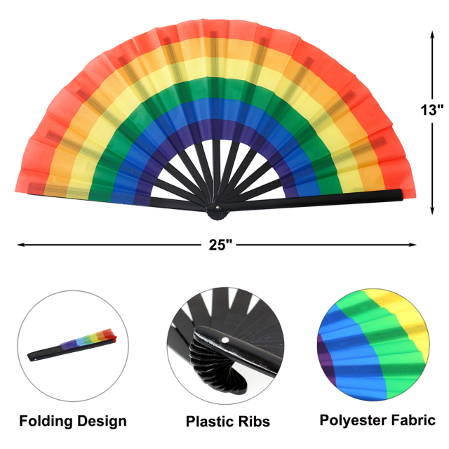 Pride Rainbow Folding Hand Rave Fans