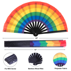 Large Pride Rainbow Folding Handheld Fans
