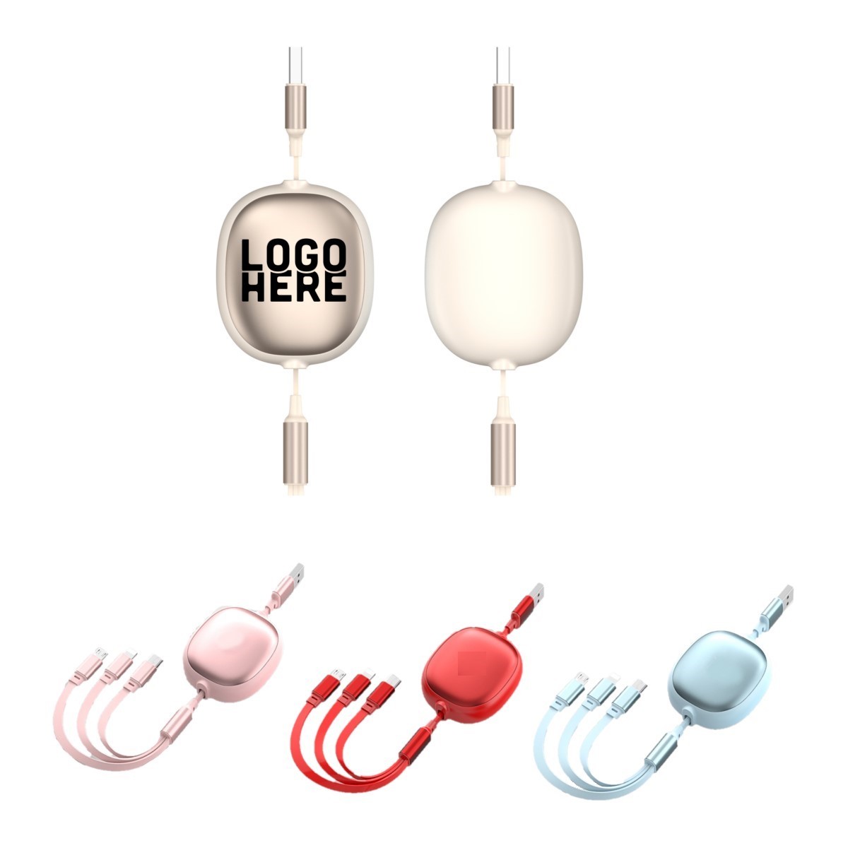 Colorful Retractable One-Three Fast Charging Cable