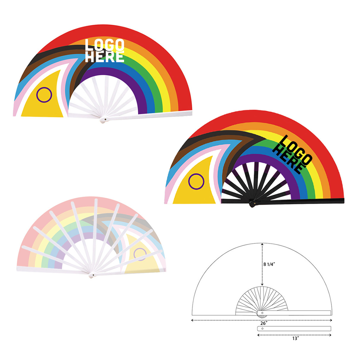 New Progressive Pride Large Folding Hand Fans