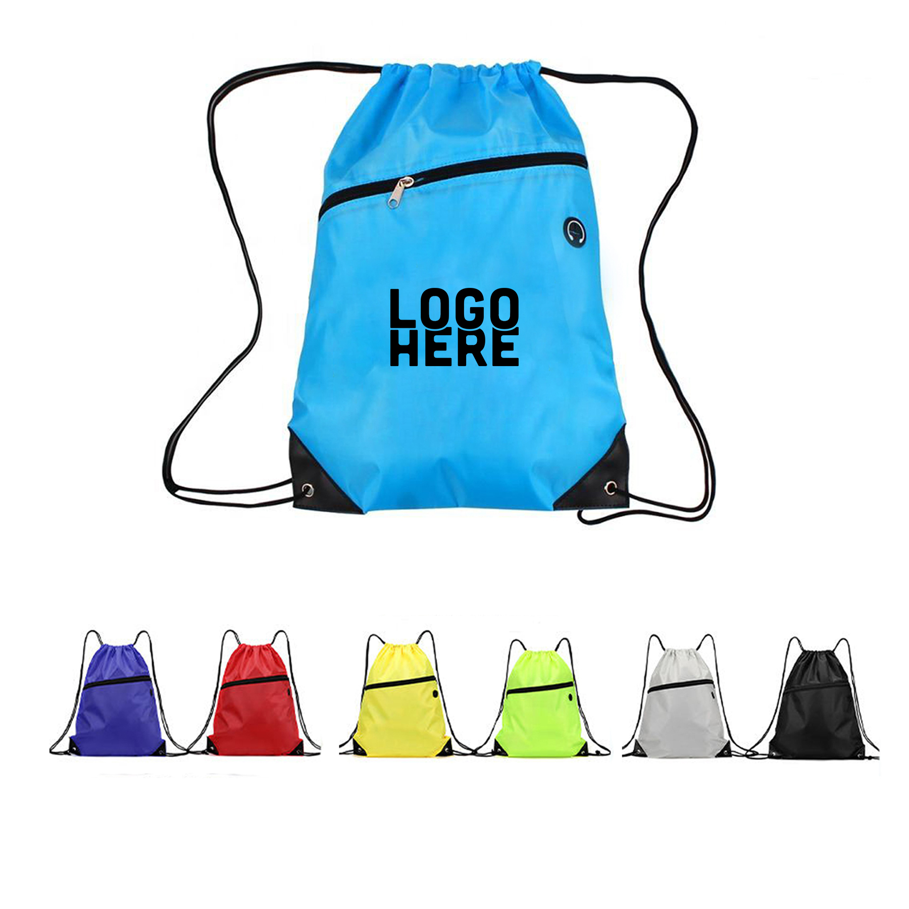 Drawstring  Backpack w/Zipper Pocket