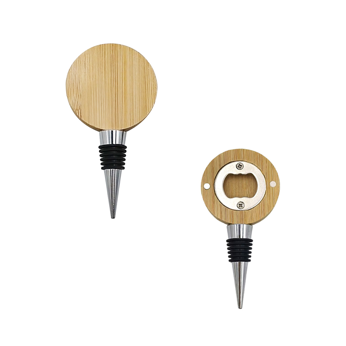 Bamboo Wine Stopper w/ Bottle Opener