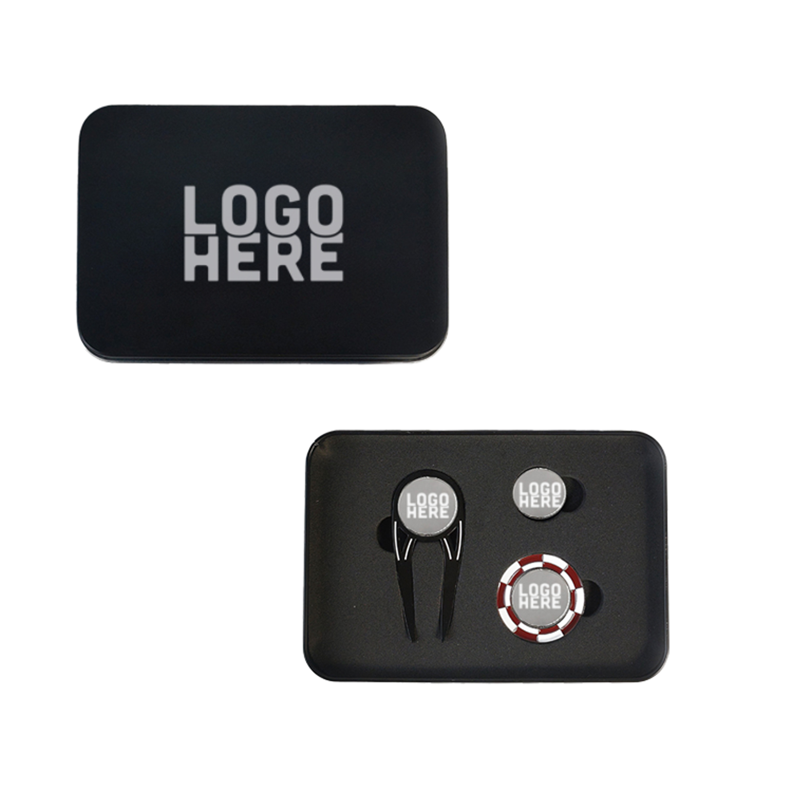 Golf Divot Tool with Ball Markers and Poker Chip Maker Set