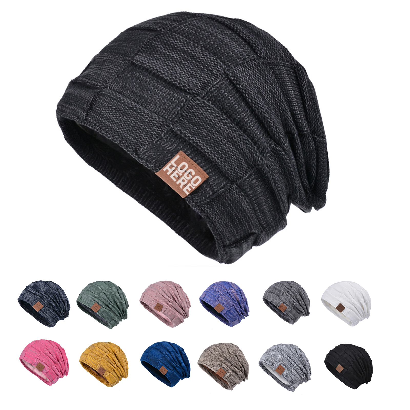 Lined Knit Warm Thick Skully Stocking Binie Hat