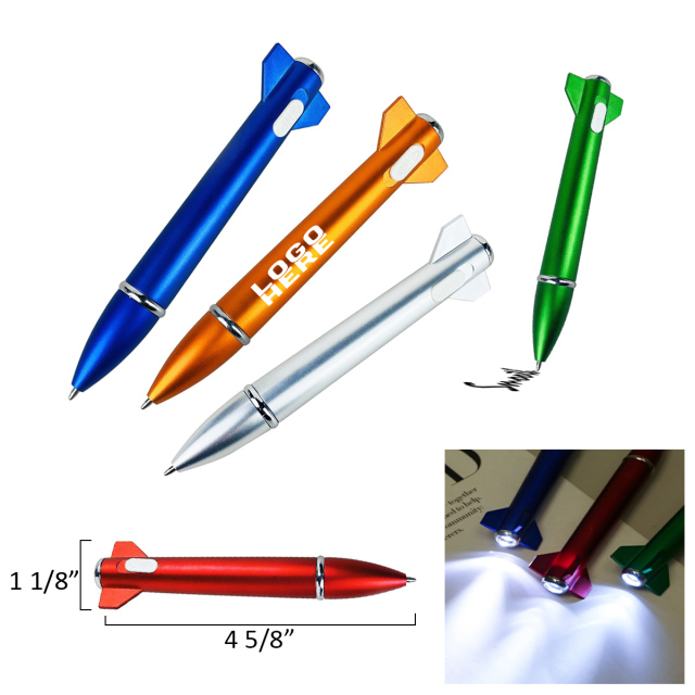 2 in 1 LED Rocket Design Ball Pens