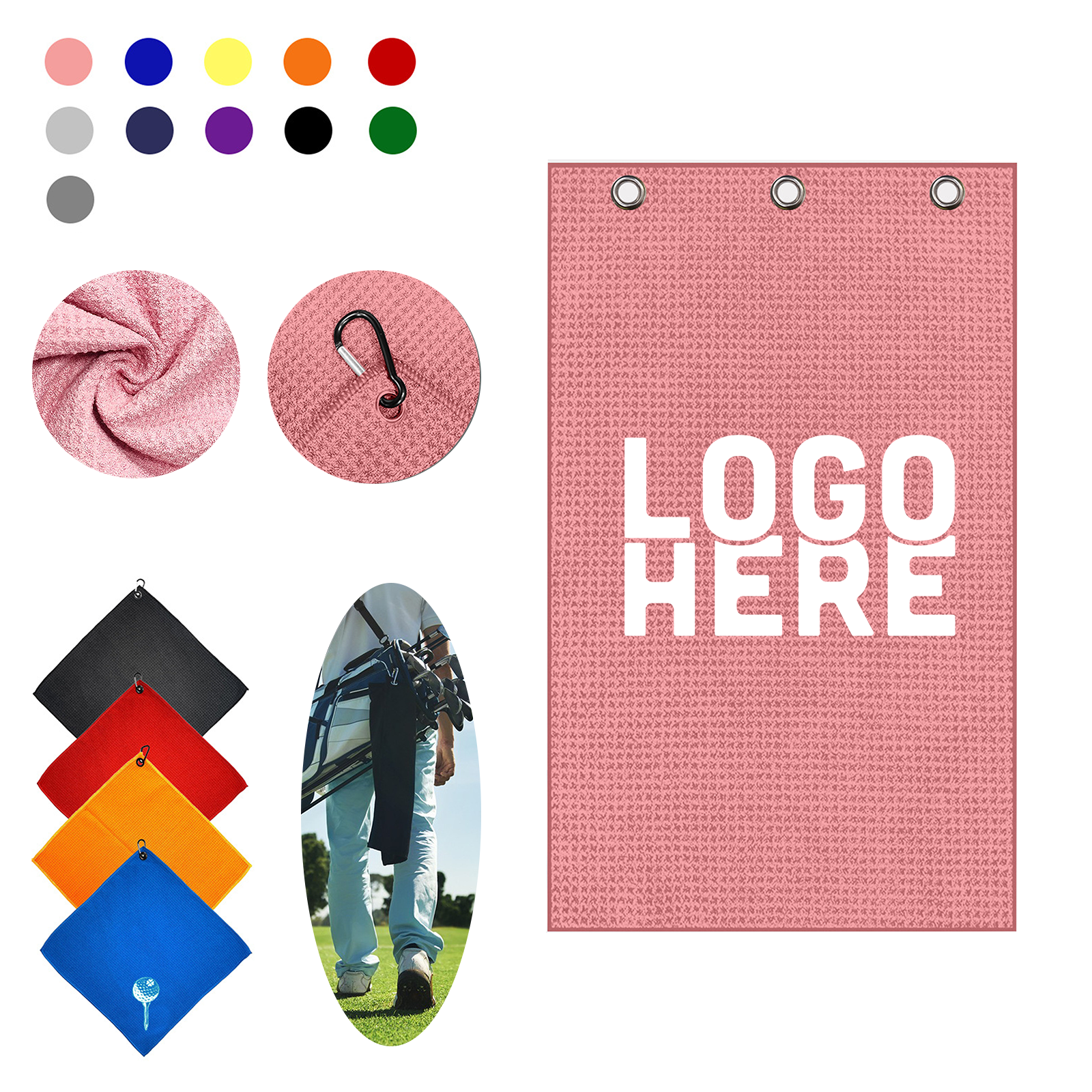 Waffle Pattern Golf Towel