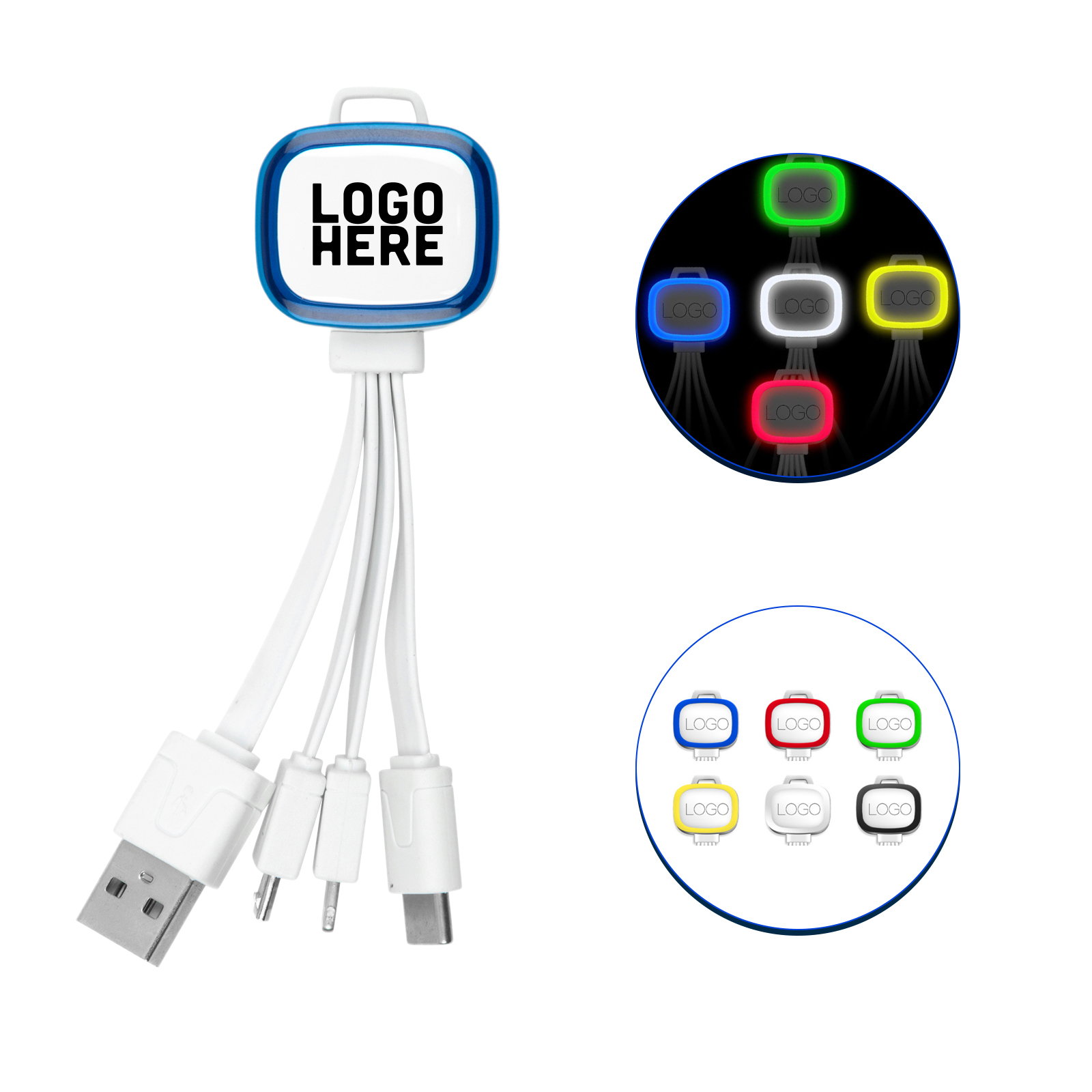 Custom 4-In-1 Light-Up Charging Cables