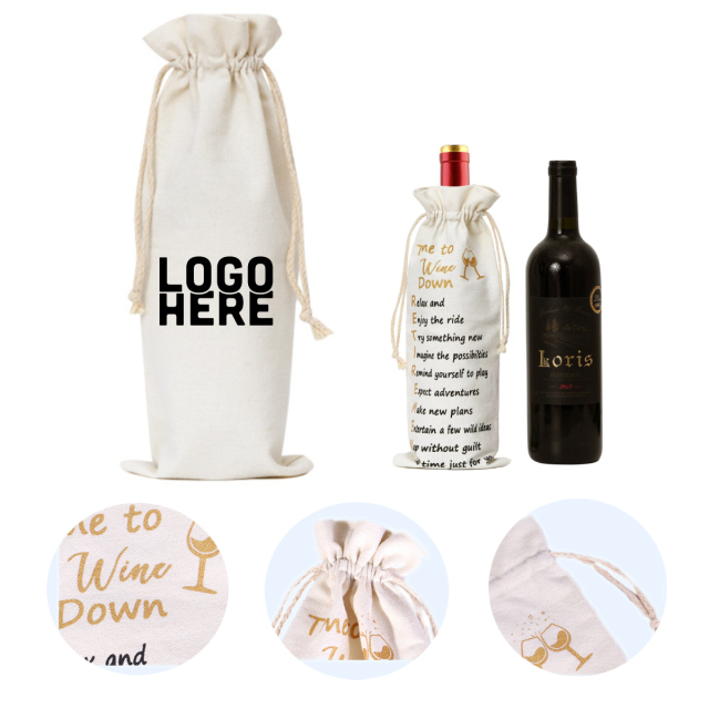 280 GSM Canvas Drawstring Wine Bag