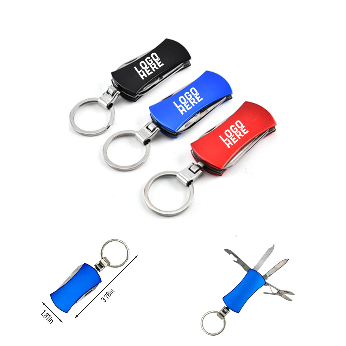 Aluminum multi tool with keychain