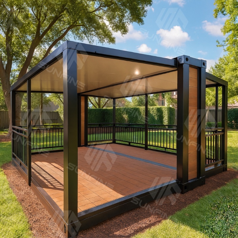 Prefab Foldable Outdoor Gazebo Pavilion with Roof Aluminum Frame