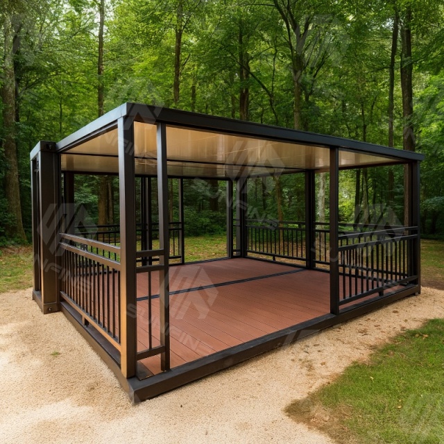Prefab Foldable Outdoor Gazebo Pavilion with Roof Aluminum Frame