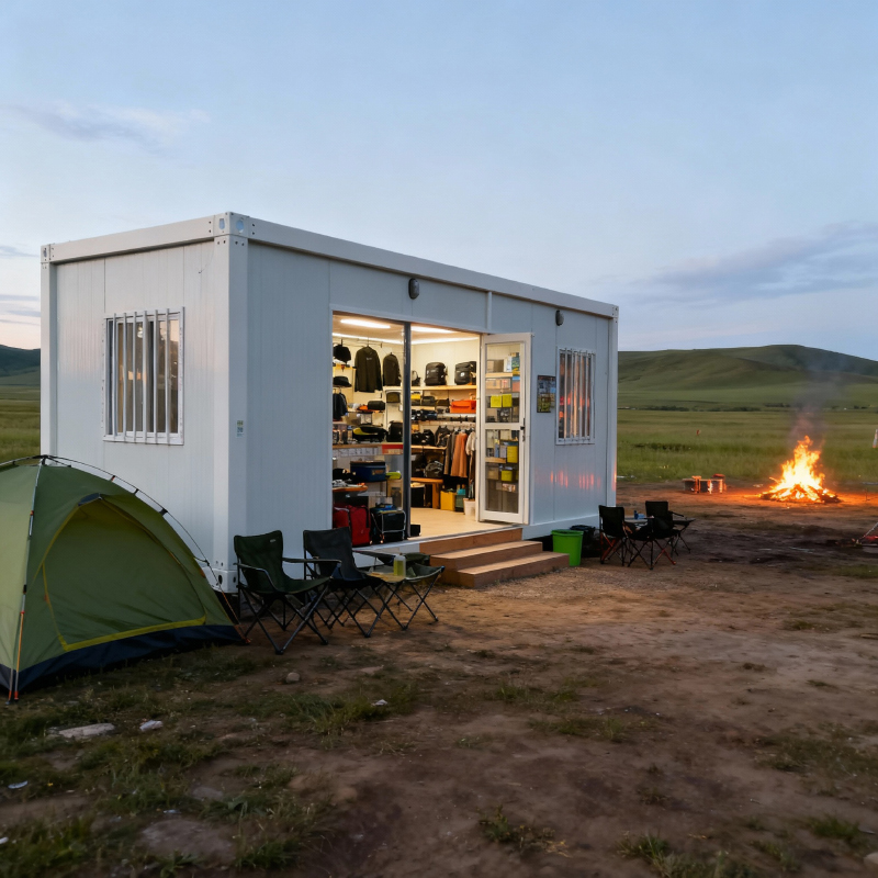 Ready-made container houses with glass