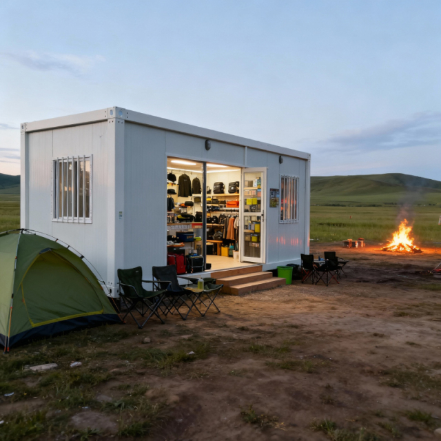 Ready-made container houses with glass