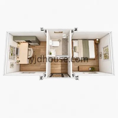 10ft expandable container home floor plan with living area