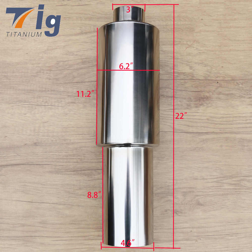 Universal resonator muffler Performance Titanium mufflers 4.6 inch inlet 4.6 inch outlet