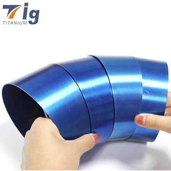 hot sale 6pcs 1.75" 90 degree Radius Blue Colored titanium pie cut 1.0mm for exhaust pipe cuts 1.0D DIY Titanium pie