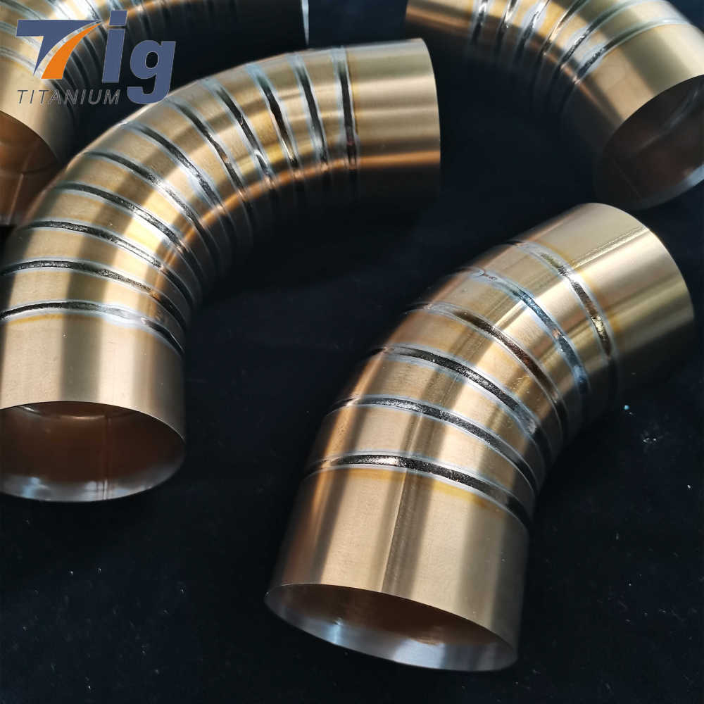 5" 1.2mm Titanium Pre-welded Pie Cuts 1.5D Radius golden Colored (6pcs for 90* bend)