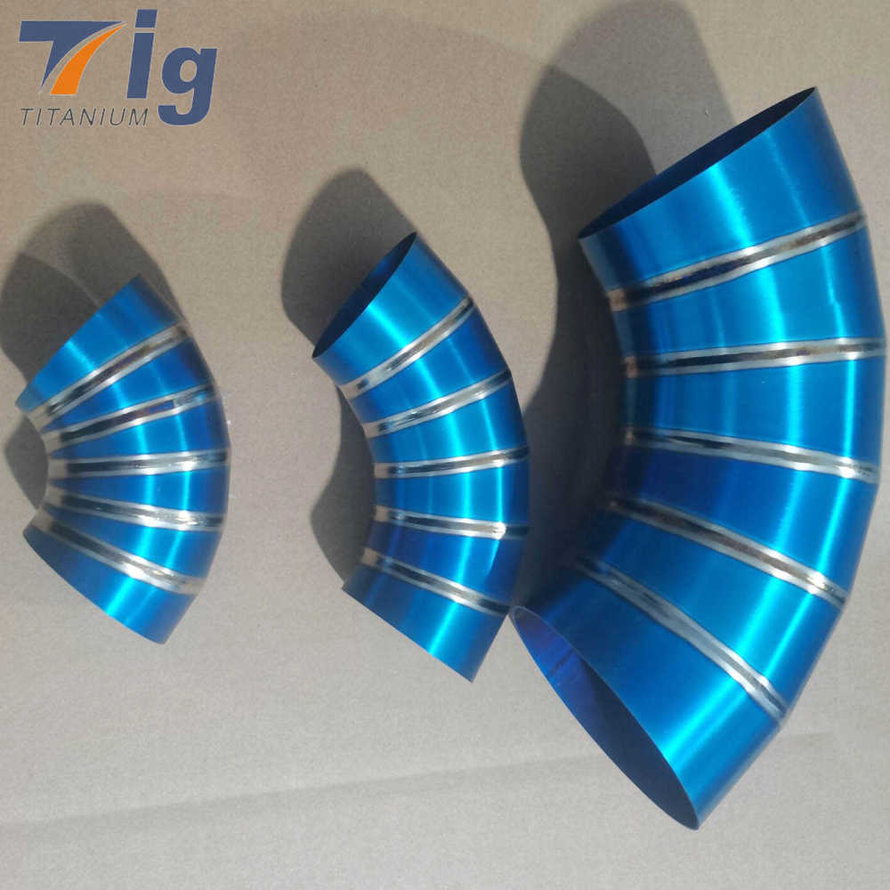 5" 1.2mm Titanium 1D Radius Lobster burning blue Pie Cut Bend - 6pcs 90 Degree Pre-welded