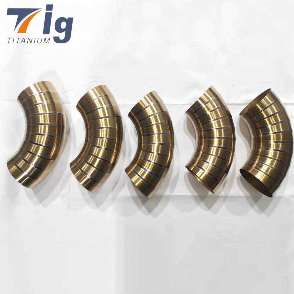 1.75" 3" 4" Pre-welded 90 Degree 1.0D burned golden Exhaust Elbow Bend 1.0mm Pie Cut Bends 6Pcs/Set