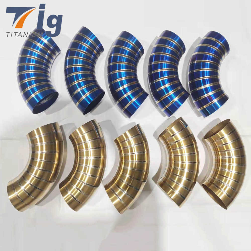 1.75" 3" 4" Pre-welded 90 Degree 1.0D burned golden Exhaust Elbow Bend 1.0mm Pie Cut Bends 6Pcs/Set