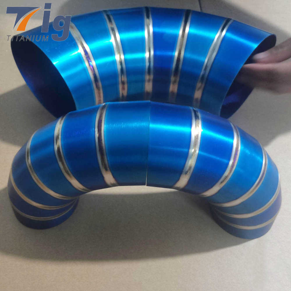 5" 1.2mm Titanium 1D Radius Lobster burning blue Pie Cut Bend - 6pcs 90 Degree Pre-welded