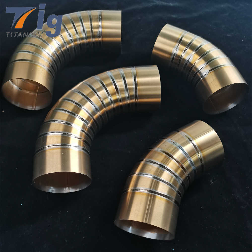 5" 1.2mm Titanium Pre-welded Pie Cuts 1.5D Radius golden Colored (6pcs for 90* bend)