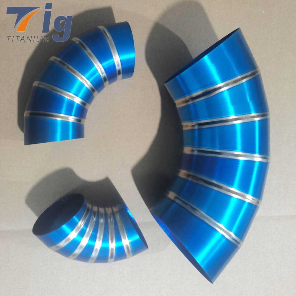 5" 1.2mm Titanium 1D Radius Lobster burning blue Pie Cut Bend - 6pcs 90 Degree Pre-welded