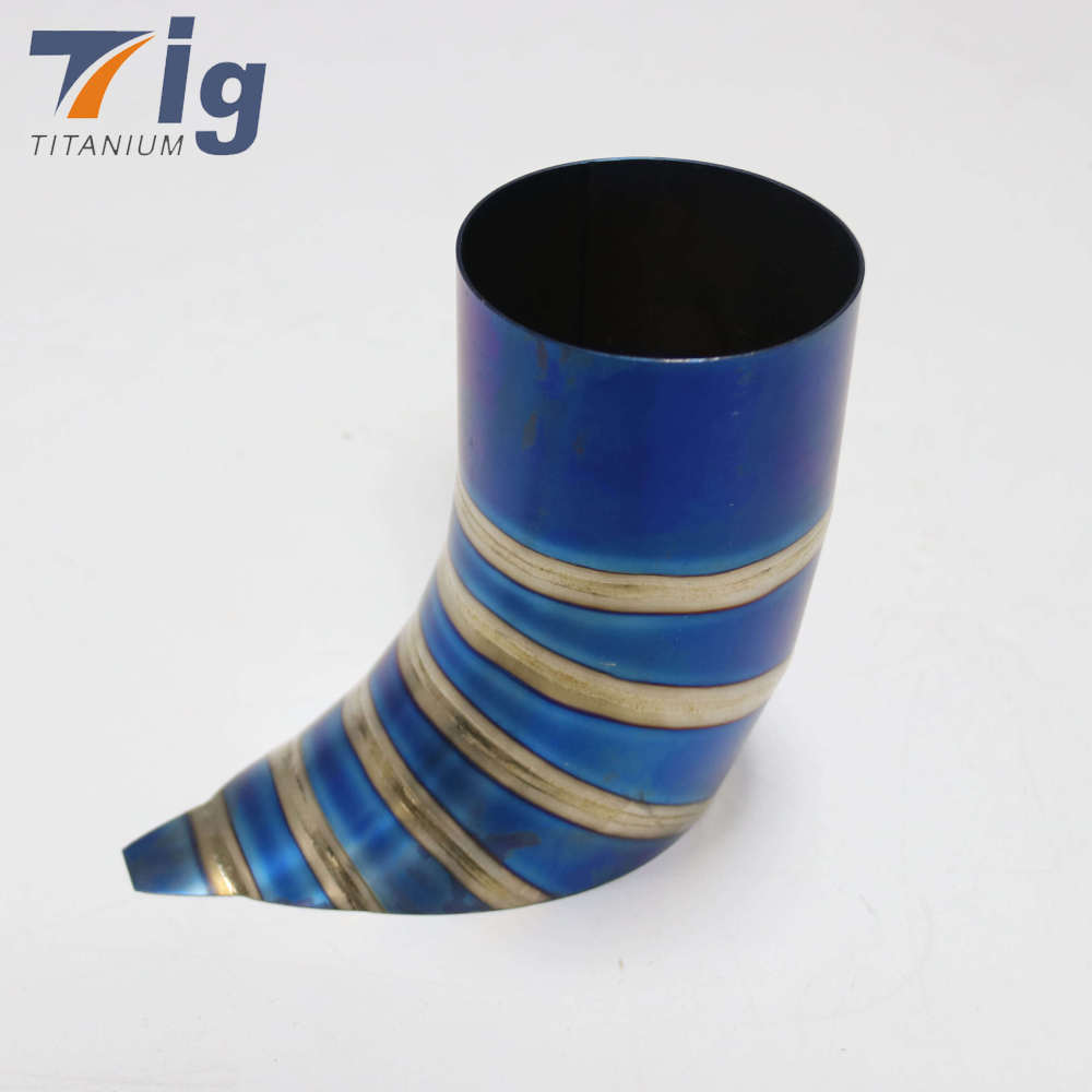 5" 1.2mm tear drop cut brushed Titanium 1.5D DIY lobster titanium degree blue burnt pie cut elbow tear drop exhaust tip