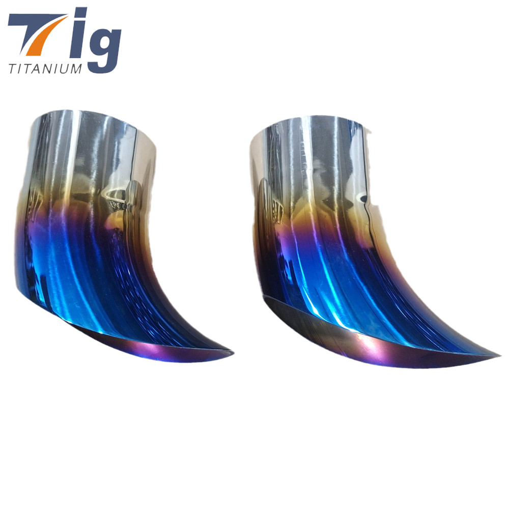 5" 6" 1.2mm tear drop cuts 1.5D DIY lobster titanium blue burnt pie cut bend tear drop exhaust tips