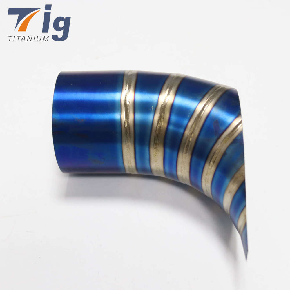 5" 1.2mm tear drop cut brushed Titanium 1.5D DIY lobster titanium degree blue burnt pie cut elbow tear drop exhaust tip