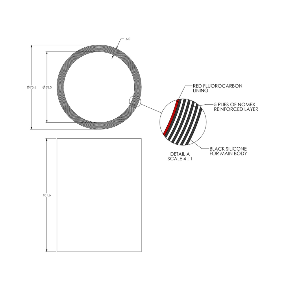 2.5" ID X 4.0" L PERFORMANCE SILICONE FOR CUSTOM