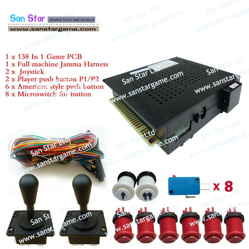 Arcade DIY Kits For Arcade Machine Multi 138 In 1 In 1 With Push Button Joystick And Wire Harness- Arcade Machine Kits