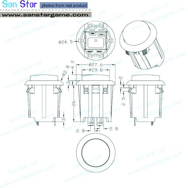 24mm Transparency White Illuminated button With Built-in Microswitch