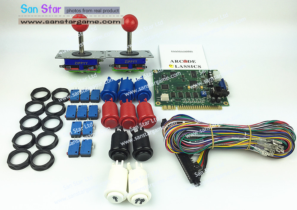 Classic 60 In 1 DIY Arcade Bundles Kits Parts With Jamma Harness Joystick Push Button Arcade Game Machine Parts
