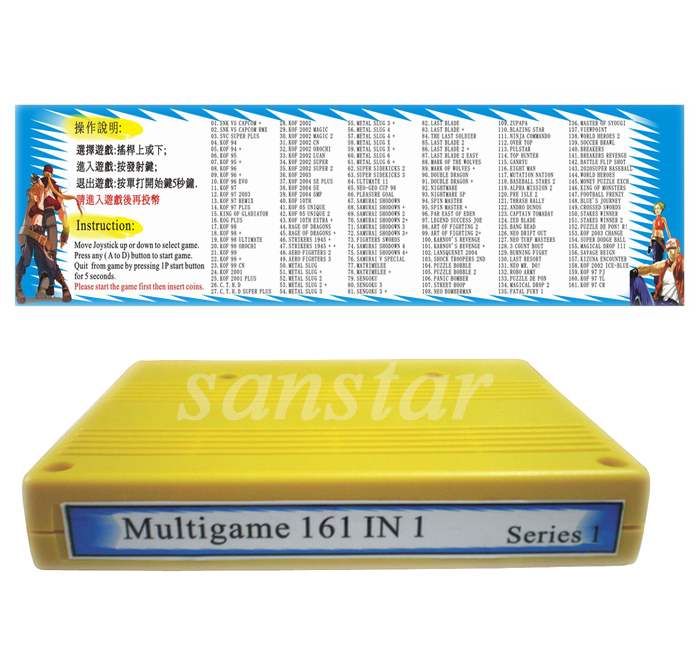 Free shipping Specail sale only  for USA  SNK 161 In 1 Cassette Cartridge Neo Geo Jamma Multi Game Board