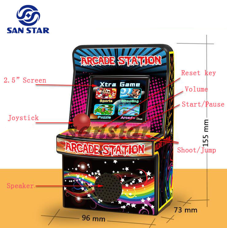 1 player mini arcade Station 2.5 inch with 240 Games