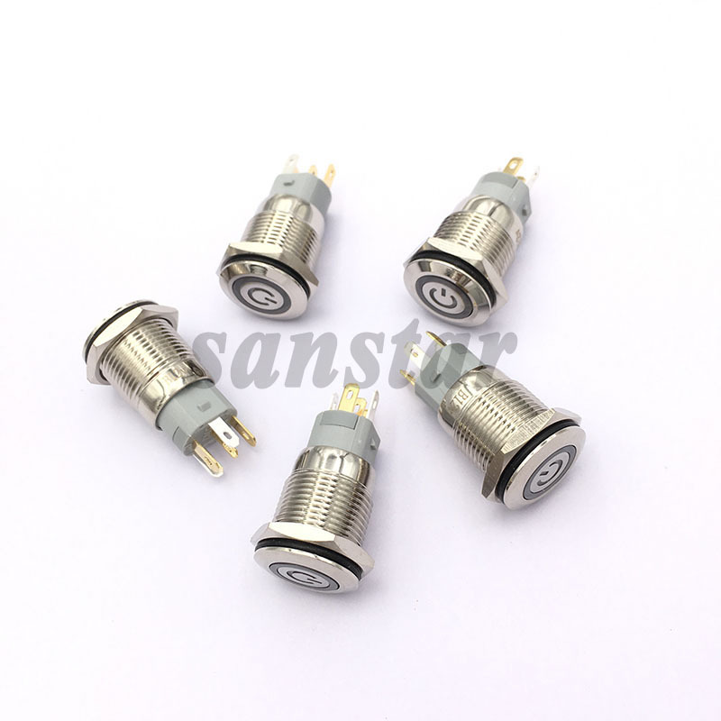 16mm Hole Size LED Power Button Switch Self Reset Switch Button