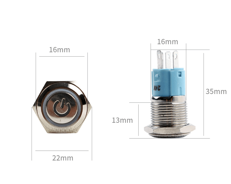 16mm Hole Size LED Power Button Switch Self Reset Switch Button