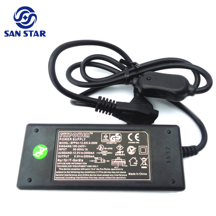 Two Switch Two connect power adaptor  With switch ,IDE and SATA connect,2A
