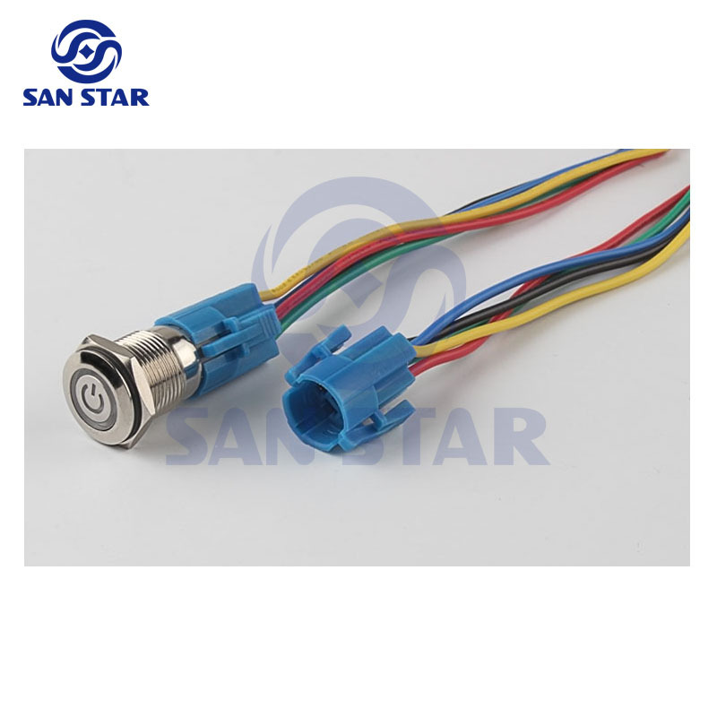 16mm Hole Size LED Power Button Switch Self Reset Switch Button With Plugin