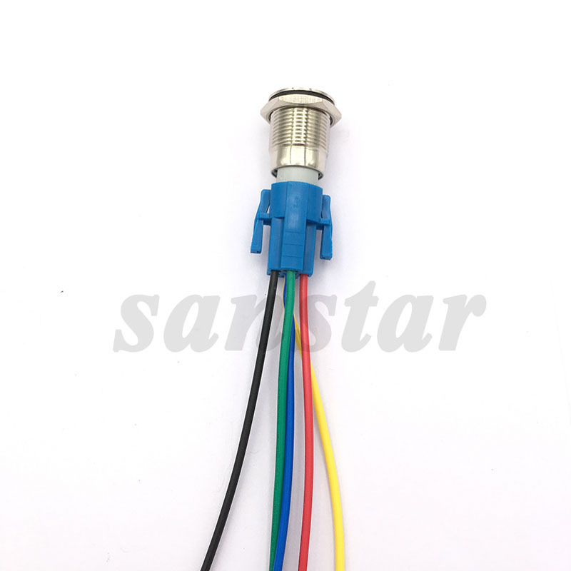 16mm Hole Size LED Power Button Switch Self Reset Switch Button With Plugin