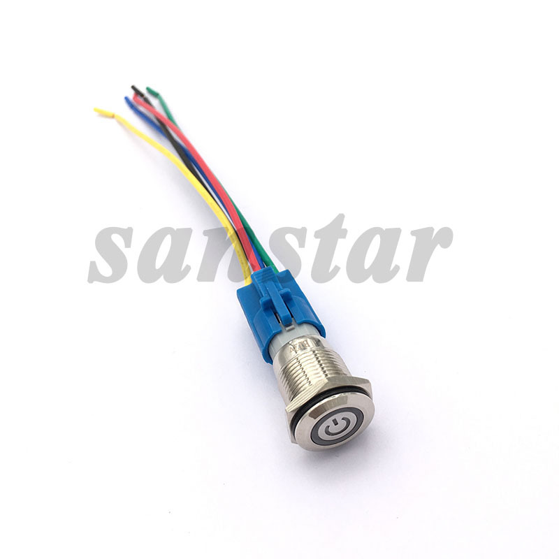 16mm Hole Size LED Power Button Switch Self Reset Switch Button With Plugin