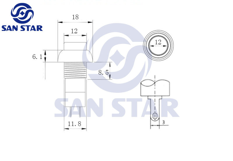 PBS-11B Reset Push Button Switch 3A 250v